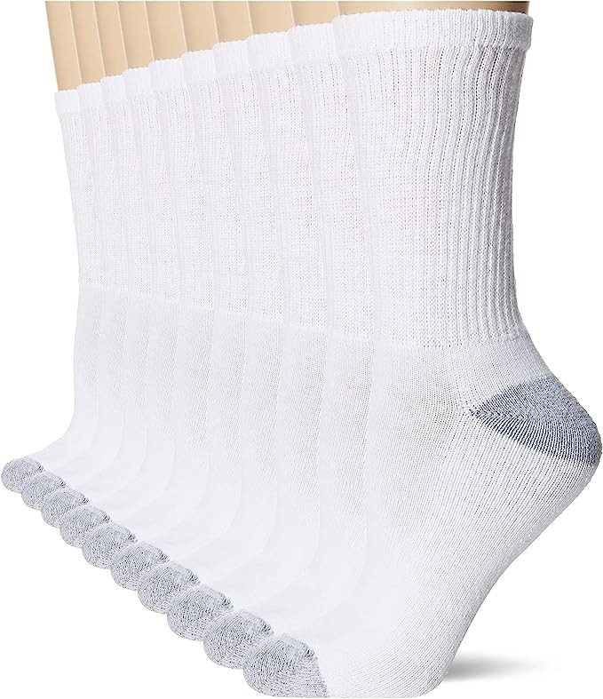 Hanes Women's Value, Crew Soft Moisture-Wicking Socks, Available in 10 and 14-Packs | Amazon (US)