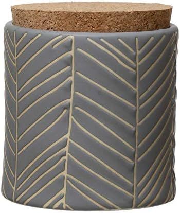 Creative Co-Op Debossed Stoneware Pattern & Cork Lid, Blue Canister | Amazon (US)