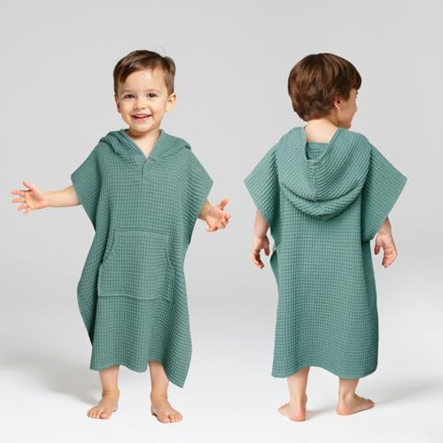 Zamlory Hooded Kids Beach Towel - Soft Poncho Towel for Babies and Toddler - Lightweight Waffle Cotton Towel Cover Up for Beach and Pool and Bath | Amazon (US)