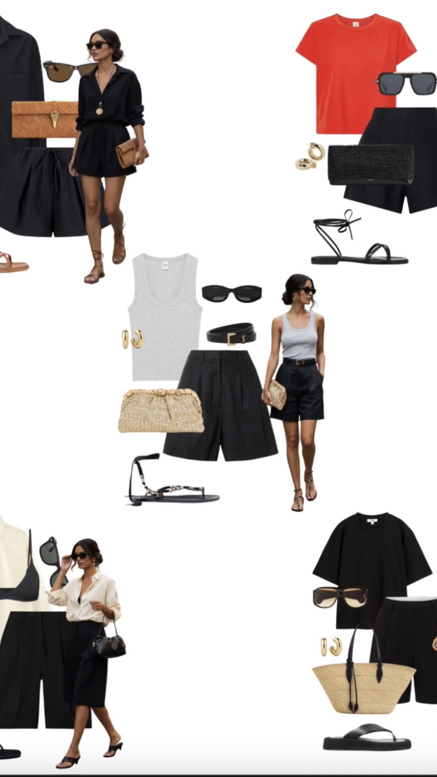 Elevated summer outfits with black linen shorts ✨

Tags: pleated Bermuda shorts, raffia bag, strappy sandals, shield sunglasses, neutral outfit, capsule wardrobe, office outfit, casual workwear

#LTKsummer #LTKworkwear #LTKstyletip