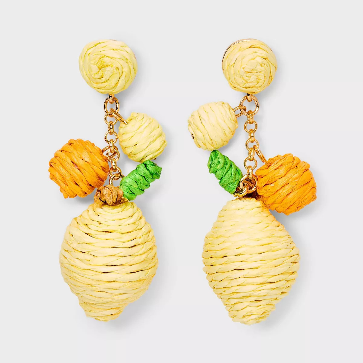 Linear Raffia Lemons and Oranges Earrings - A New Day™ Yellow/Orange | Target