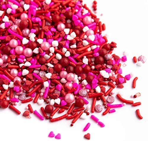Amazon.com: Sweets Indeed Valentines Day Sprinkles, Edible Pink Heart Sprinkles, Perfect for Cake... | Amazon (US)
