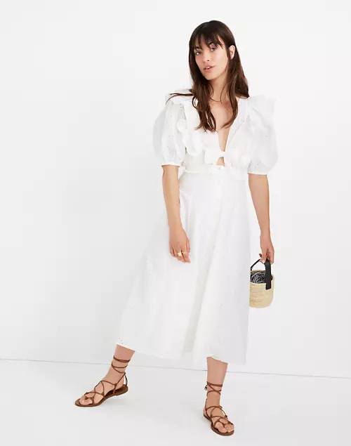 Sessùn™ Eyelet Miranda Ruffled Midi Dress | Madewell