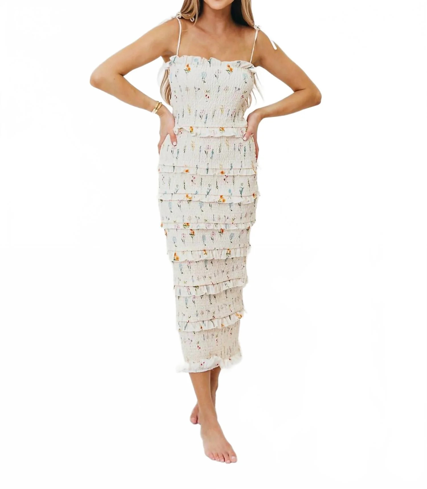 Cypress Smocked Midi Dress In Floral | Shop Simon