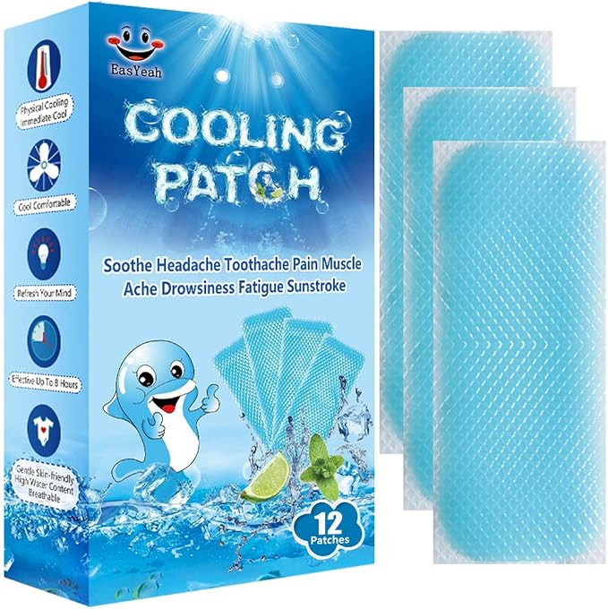 EASYEAH Cooling Patches for Fever Discomfort & Pain Relief, Pack of 12 | Cooling Relief Fever Red... | Amazon (US)