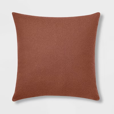 Euro Boucle Colorblock Decorative Pillow Cognac - Threshold™: Indoor Square Cotton Cushion with Hidden Zipper | Target