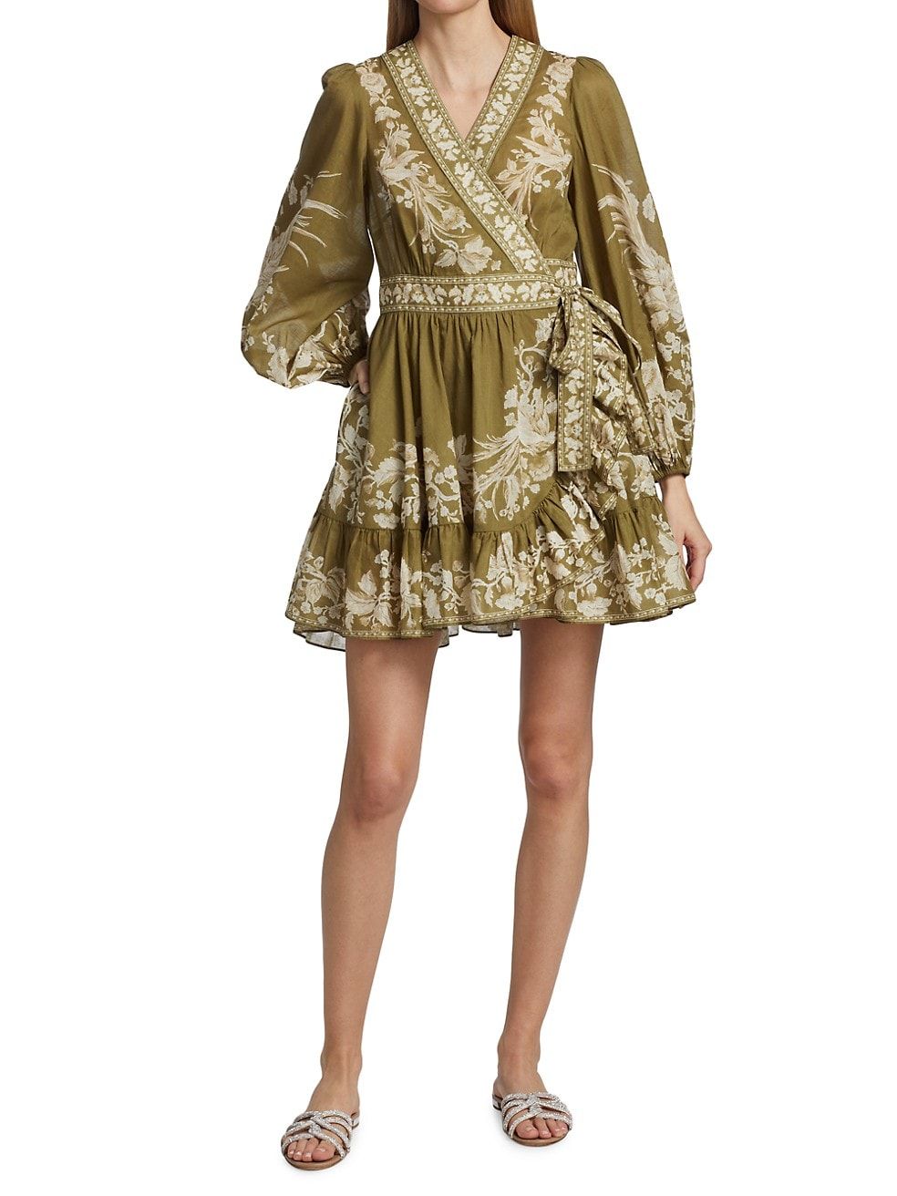 Zimmermann Anneke Floral Cotton Wrap Minidress | Saks Fifth Avenue