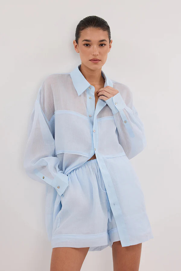 KAI CORNFLOWER OVERSIZED RAMIE LONG SLEEVE SHIRT | DISSH