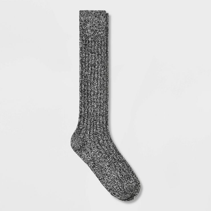 Women's Textured Super Soft Marled Knee High Boot Socks - Universal Thread™ Black/White 4-10 | Target