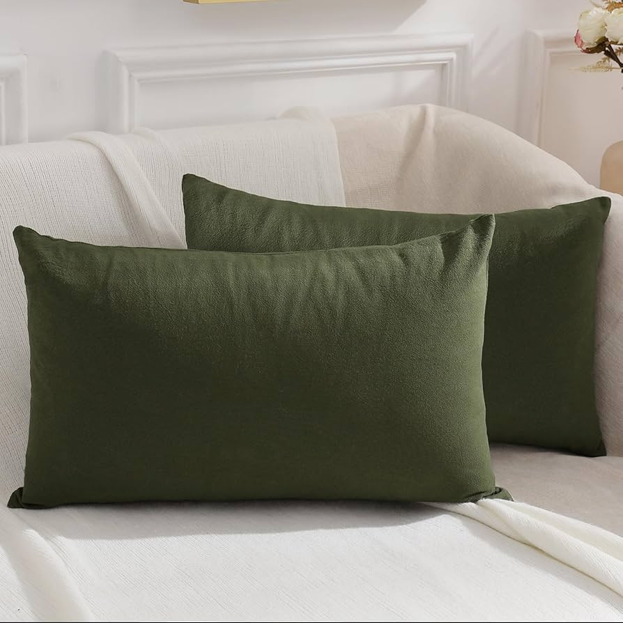 Pallene Decorative Linen Burlap Throw Pillow Covers 12x20 Set of 2, Solid Lumbar Couch Pillow Cov... | Amazon (US)