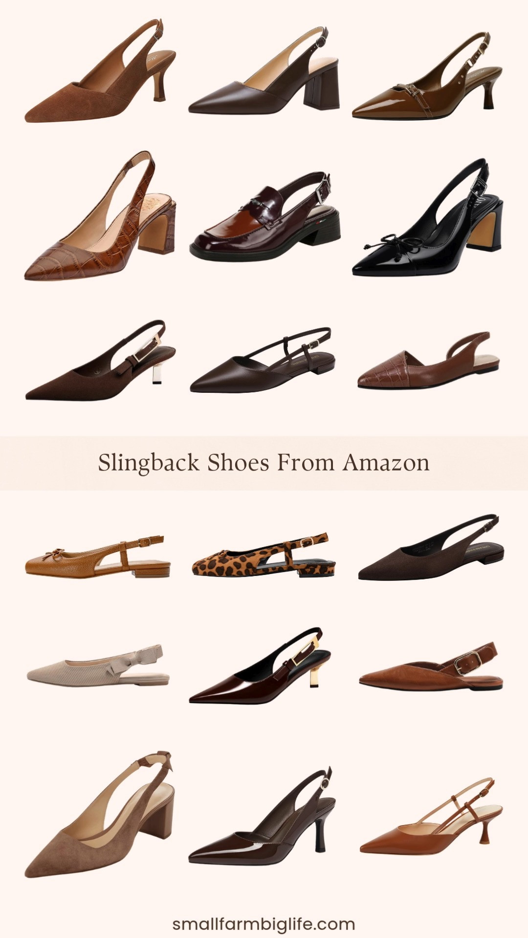 Slingback shoes are one of the most versatile fall shoe trends right now, and this Amazon roundup has options for every occasion, from the office to a wedding.
For kitten heels, I am loving the brown suede, chocolate brown block heel, and patent brown gold buckle Mostrin slingbacks, plus the dark brown suede and burgundy patent Coutgo slingback kitten heels. The black patent QIY chunky heel slingback pump and the cognac crocodile Vince Camuto Hamden pump round out the dressier heel options.
For flats, the leopard and cognac pebbled leather bow knit slingback ballet flats are so pretty, and the dark brown DREAM PAIRS slingback flats in both styles are great classic options. The cognac and beige suede Coutgo slingback flats are perfect for the office, and the brown crocodile LAICIGO cutout mule flats add a fun animal print detail.
Rounding out the picks, the burgundy Franco Sarto Giada block heel loafer slingback, the light brown Juliet Holy bowknot block heel pump, and the coffee brown patent Rilista kitten heel are all great additions for a polished fall look.
Shop all of my favorite slingback shoes from Amazon linked in this post. 

 #LTKootd #LTKOver40 #LTKWorkwear