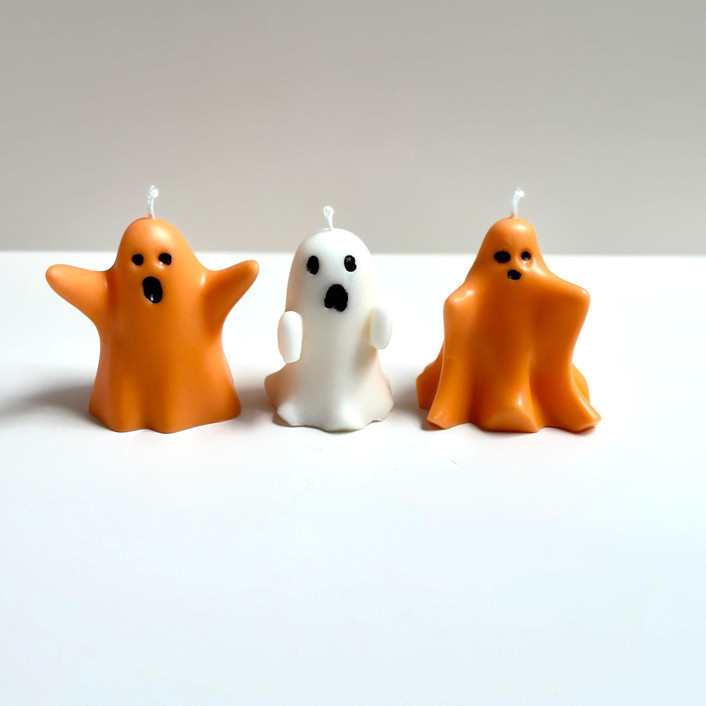Orange And White Ghost Candle Set Candles And Holders | Minted