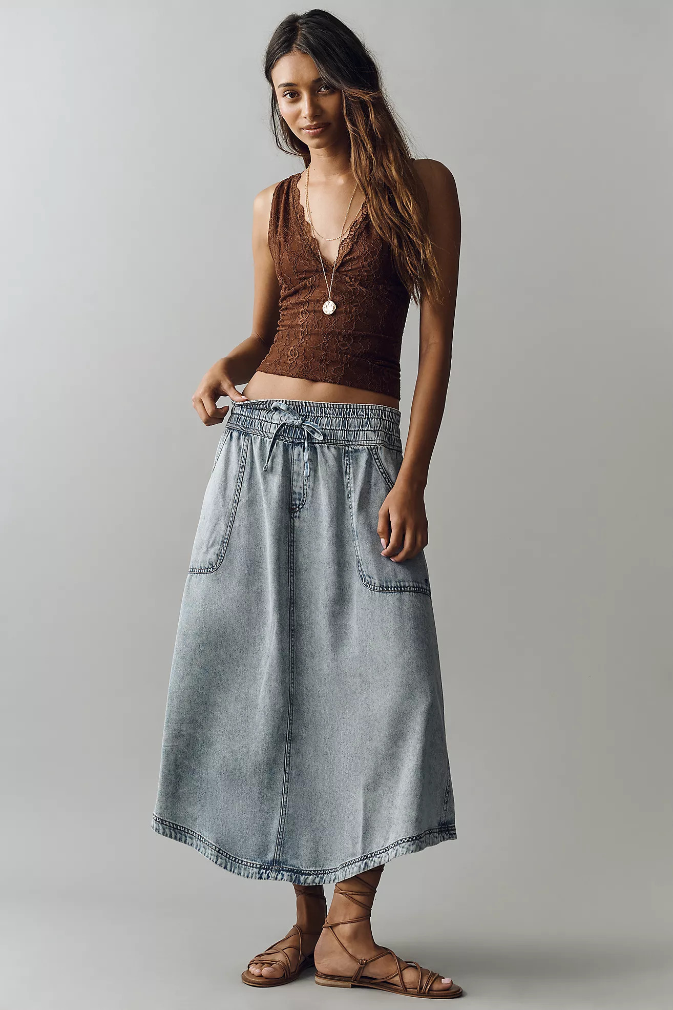 Pilcro Essential Beach Pull-On Midi Skirt | Anthropologie (US)