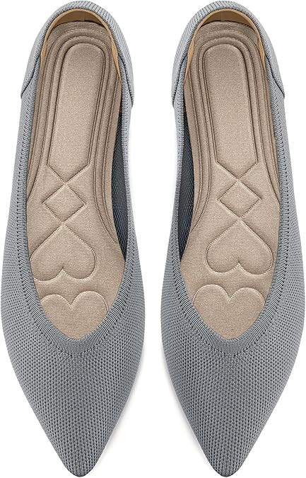 HARENCE Women's Flats Ballet Shoes: Comfortable Pointed Toe Soft Knit Flat Casual Slip On Work Dr... | Amazon (US)