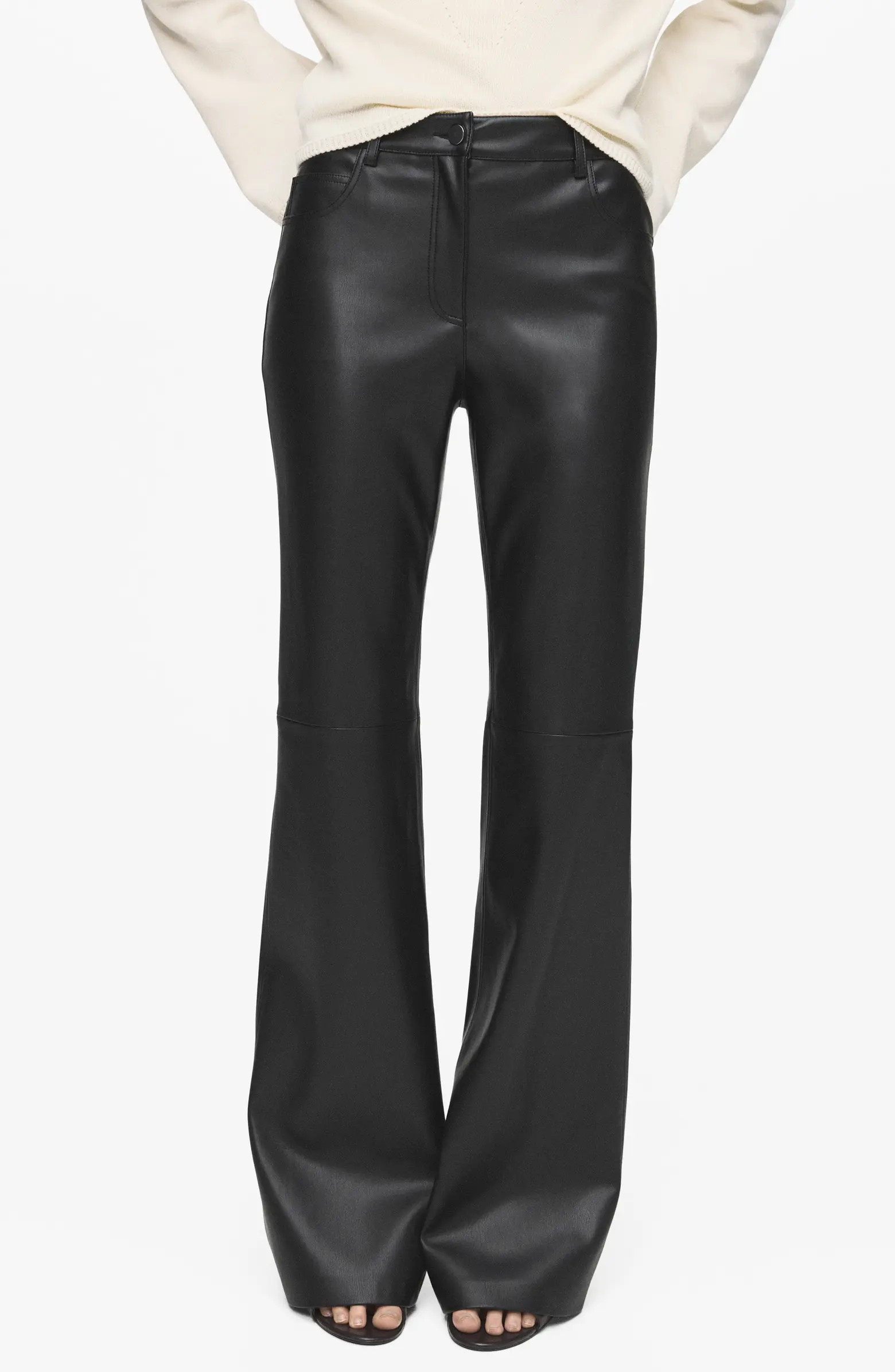 MANGO Connie Flared Faux Leather Pants | Nordstrom | Nordstrom