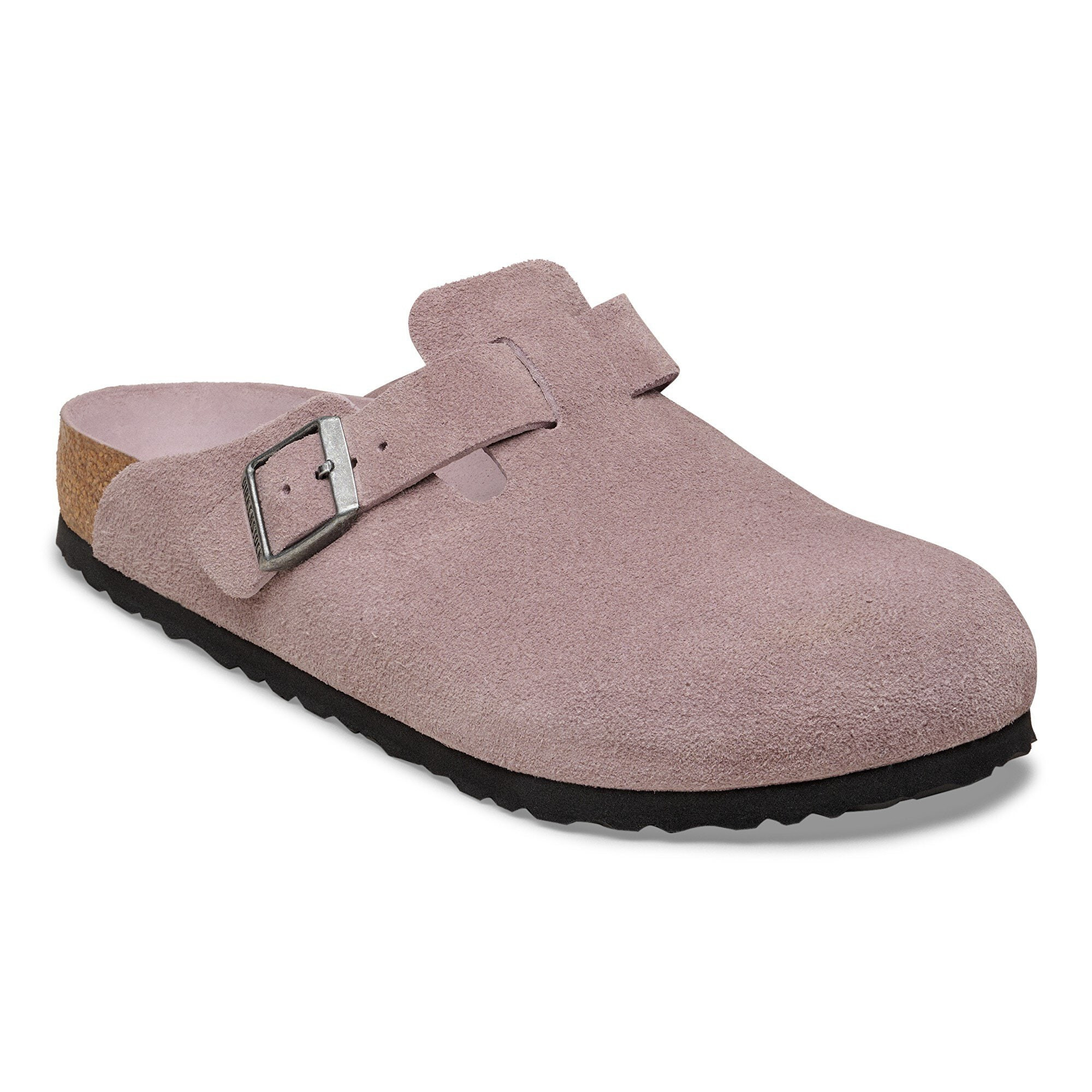 Boston Soft Footbed Suede Leather Faded Purple Clogs | Birkenstock USA
