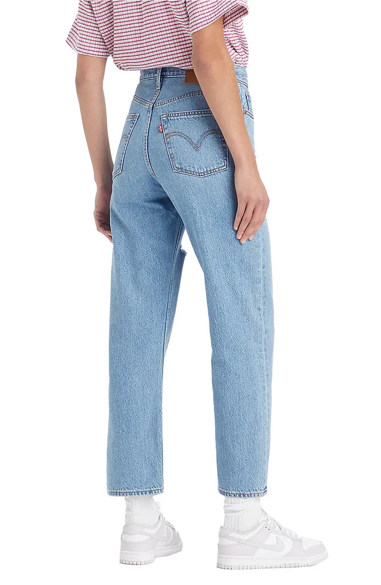 Ribcage Ripped High Waist Ankle Straight Leg Jeans | Nordstrom