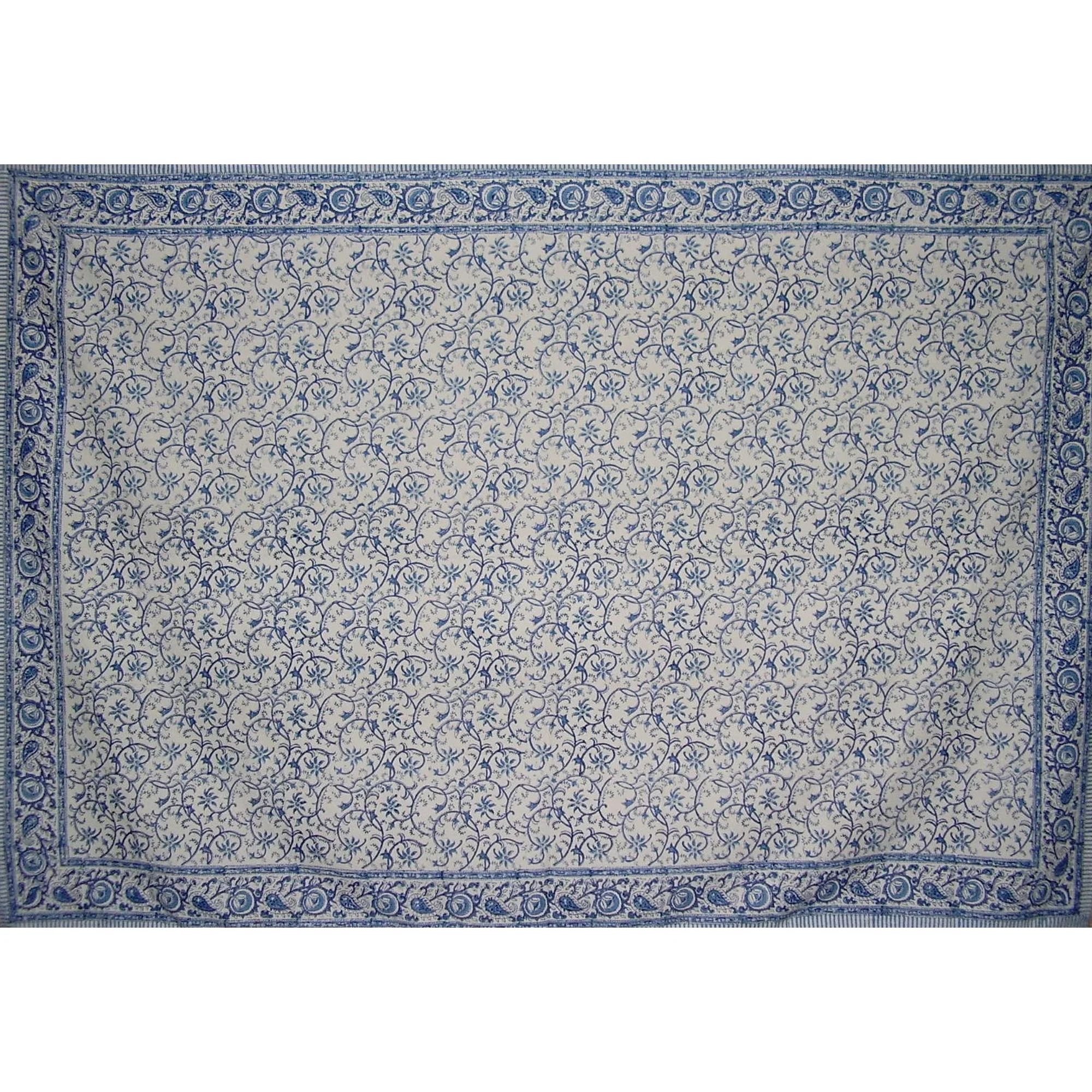 Block Print Rajasthan Vine Cotton Tablecloth 90" x 60" Blue | Walmart (US)