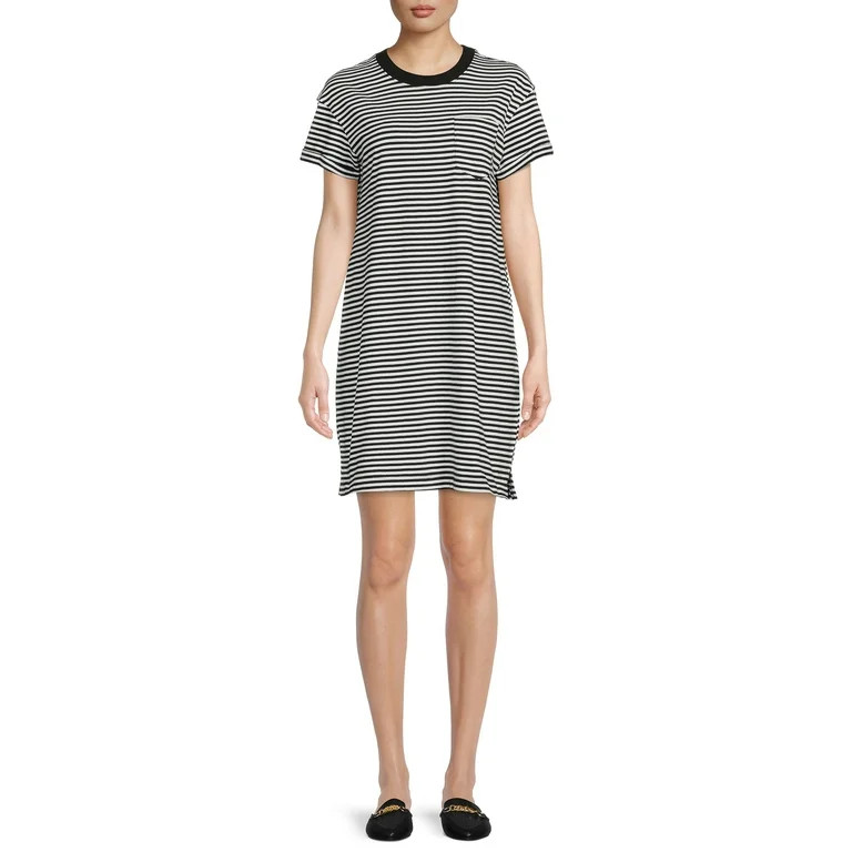 Time and Tru Women's T-Shirt Dress with Chest Pocket - Walmart.com | Walmart (US)
