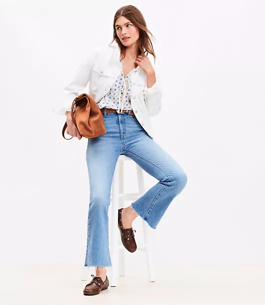 Fresh Cut High Rise Kick Crop Jeans in Authentic Light Indigo Wash | LOFT