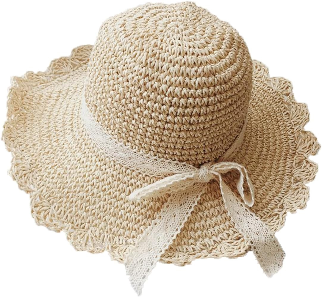 Summer Beach Sun Straw Hats for Women Wide Brim Packable Travel Bucket Hats UPF 50+ | Amazon (US)