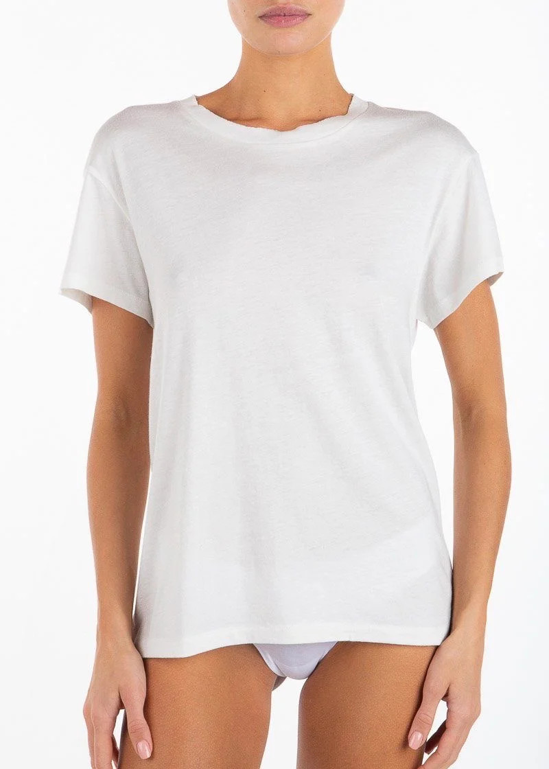 Short Sleeve Boyfriend Tee (Ivory) | Milk Boutique