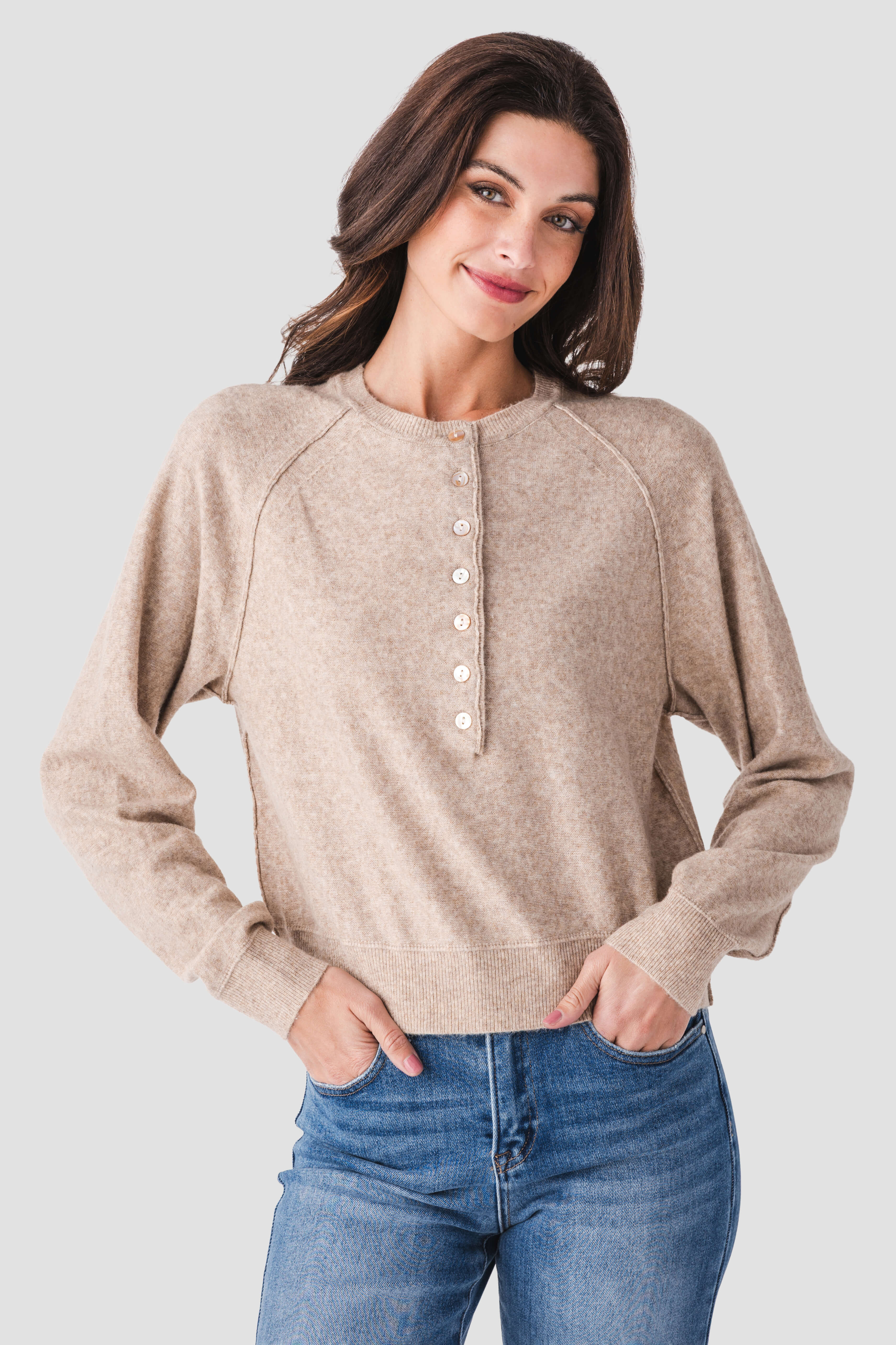 Blu Ivy Half-button Henley Knit Sweater | Social Threads