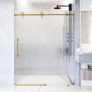 Elan 56 to 60 in. W x 74 in. H Sliding Frameless Shower Door in Matte Brushed Gold with 3/8 in. (... | The Home Depot