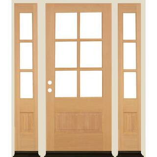 64 in. x 80 in. Farmhouse RH 3/4 Lite Clear Glass Unfinished Douglas Fir Prehung Front Door with ... | The Home Depot