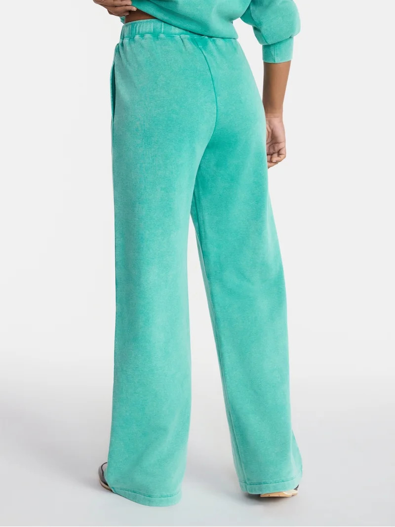 No Boundaries Washed Fleece Wide Leg Pants, 31" Inseam, Women's XXS-XXL | Walmart (US)
