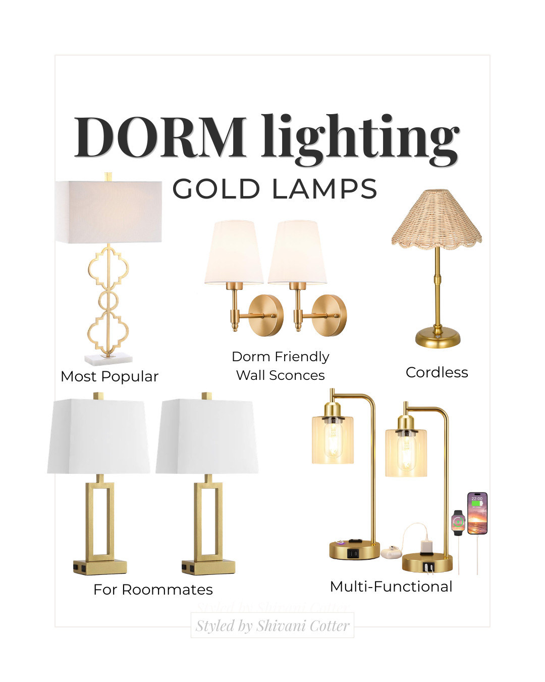 I've gathered together the best selling gold dorm lamps in one spot for you! You've probably seen these in dorm reveals and posts all over social media, and there's a good reason for that! They are all great quality and really finish a dorm! 
#dormlamp #dormdecor #tablelamp #cordlesslamp 

 #LTKHome