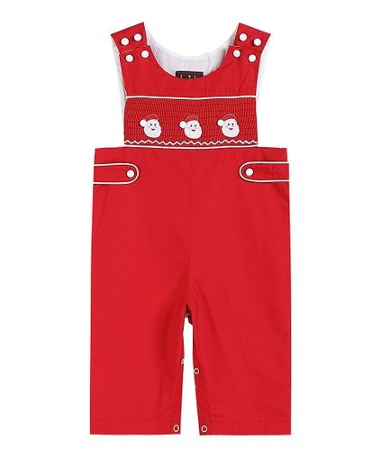 Red &amp; White Santa Smocked Overalls - Infant &amp; Toddler | Zulily