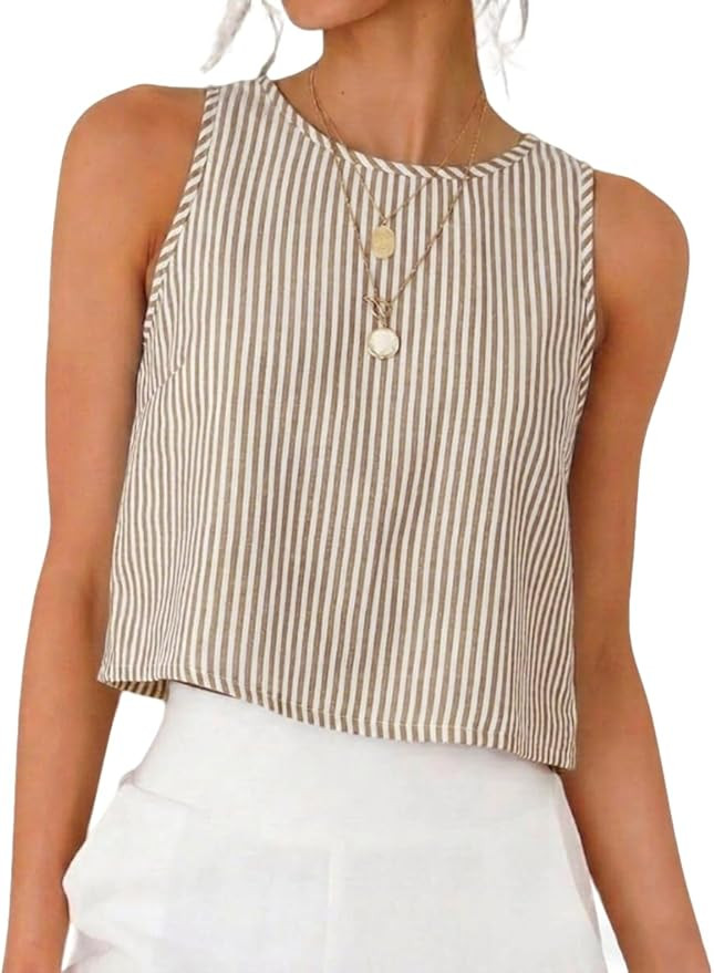 IDEALSANXUN Womens Gingham Crop Tank Tops 2026 Spring Summer Sleeveless Vest Top | Amazon (US)