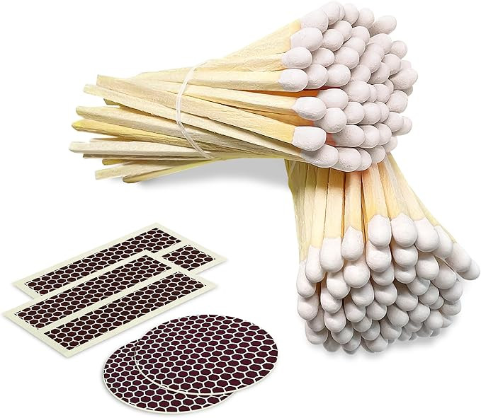 4" Classic White Tip Matches (100 Count, with Striking Stickers Included) | Decorative Unique & F... | Amazon (US)