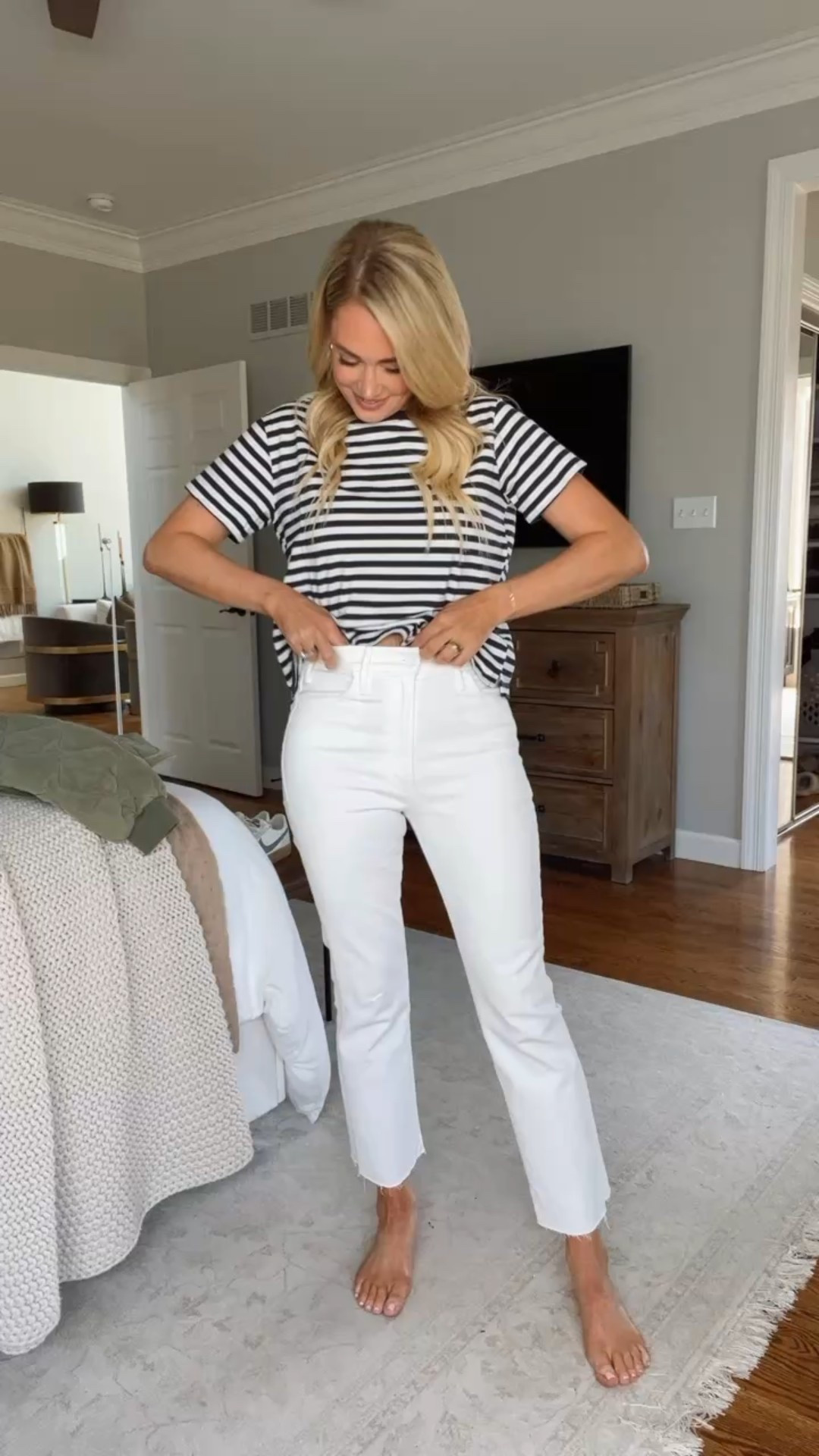 Wearing a small in the jacket & tee and a 27 in the jeans. Everything fits true to size!

Casual outfit, mom outfit, everyday outfit, spring outfit, white jeans, Amazon jacket, jeans, Walmart t-shirt 

#LTKSeasonal #LTKStyleTip #LTKFindsUnder50