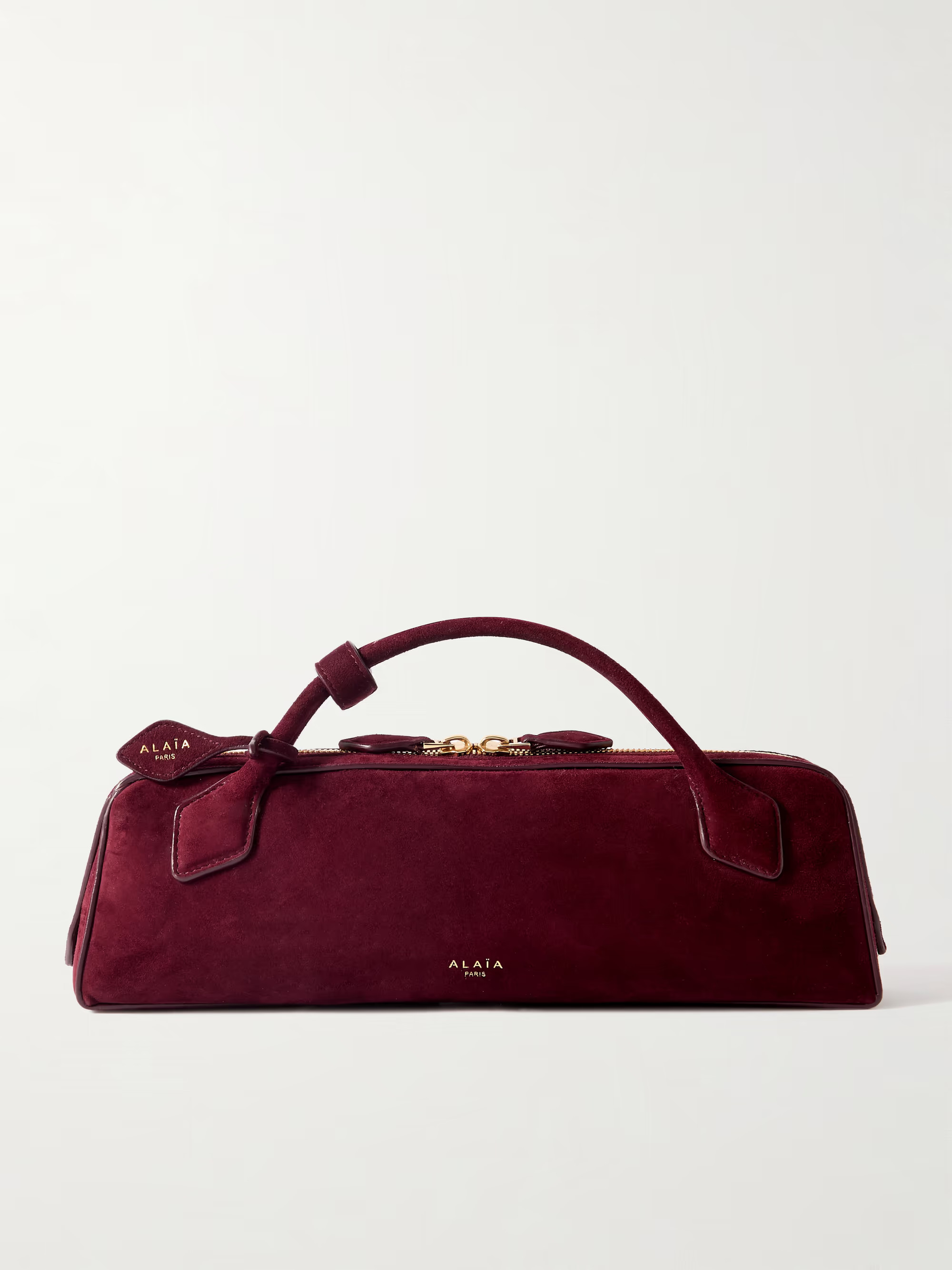 Le Teckel leather-trimmed suede clutch | NET-A-PORTER (US)