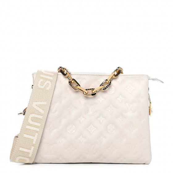 LOUIS VUITTON Lambskin Embossed Monogram Coussin PM Cream | Fashionphile