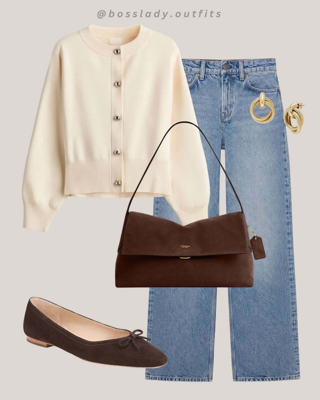 Soft and put together

Tags: cream cardigan outfit, fall transition outfit, wide leg jeans outfit, brown bag outfit, ballet flats outfit, gold hoop earrings, neutral outfit inspo, casual chic outfit, simple outfit inspo, fall outfit ideas, office casual outfit, coach bag outfit

#LTKstyletip #LTKshoes #LTKbag