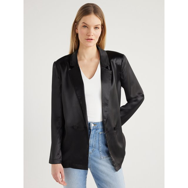 Scoop Women’s High Shine Satin Blazer, Sizes XS-XXL | Walmart (US)