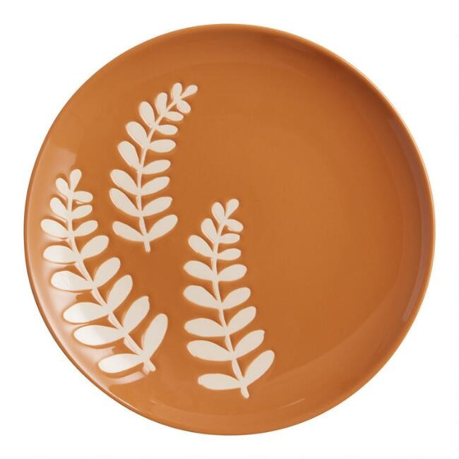 Jen Hewett Brown Wax Resist Ancient Fern Plate | World Market