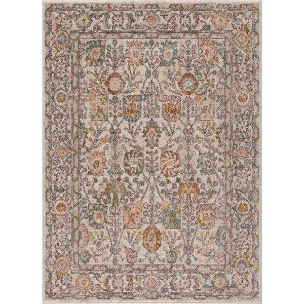 Cyenthia Oriental Machine Woven Polypropylene Area Rug in Brown | Wayfair North America