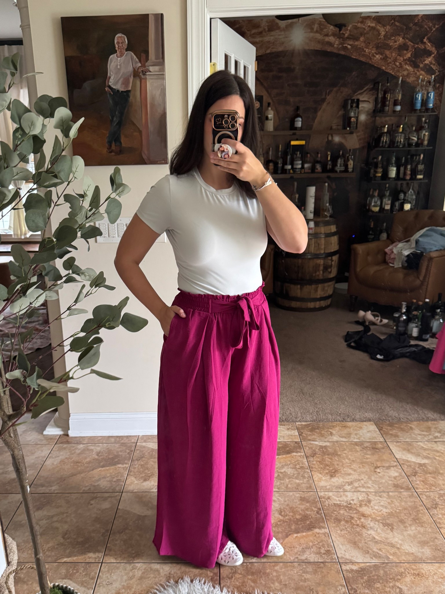 Wide leg palazzo pants. I’m wearing a large. 

#LTKSeasonal #LTKStyleTip #LTKMidsize