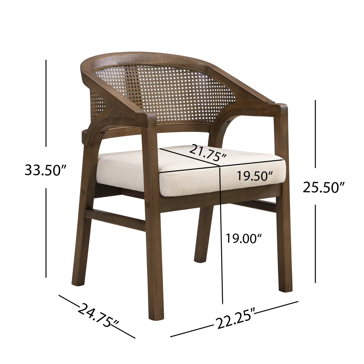 Stanley Wooden Dining Chairs with Cane Back & Upholstered Seat (Set of 2) | Wayfair North America