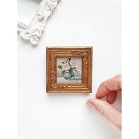 Miniature Floral Oil Painting, Vintage Style Mini Artwork, Hand Painted Tiny Painting | Etsy (US)