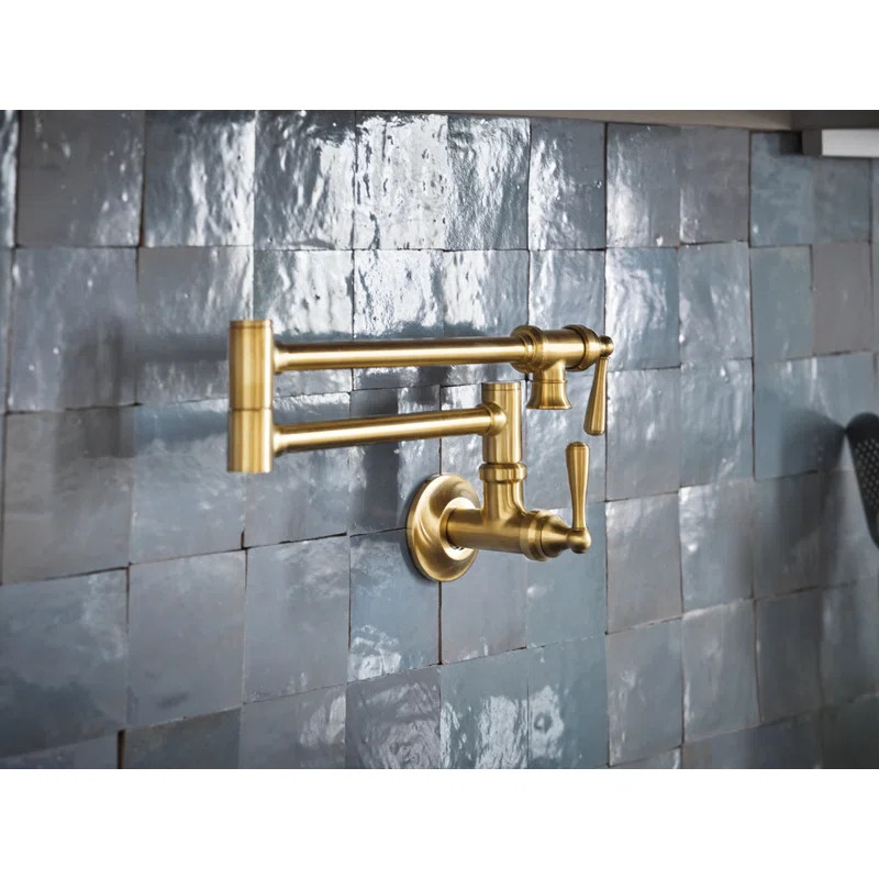 Moen Traditional Wall Mount Swing Arm Folding Pot Filler Kitchen Faucet | Wayfair North America