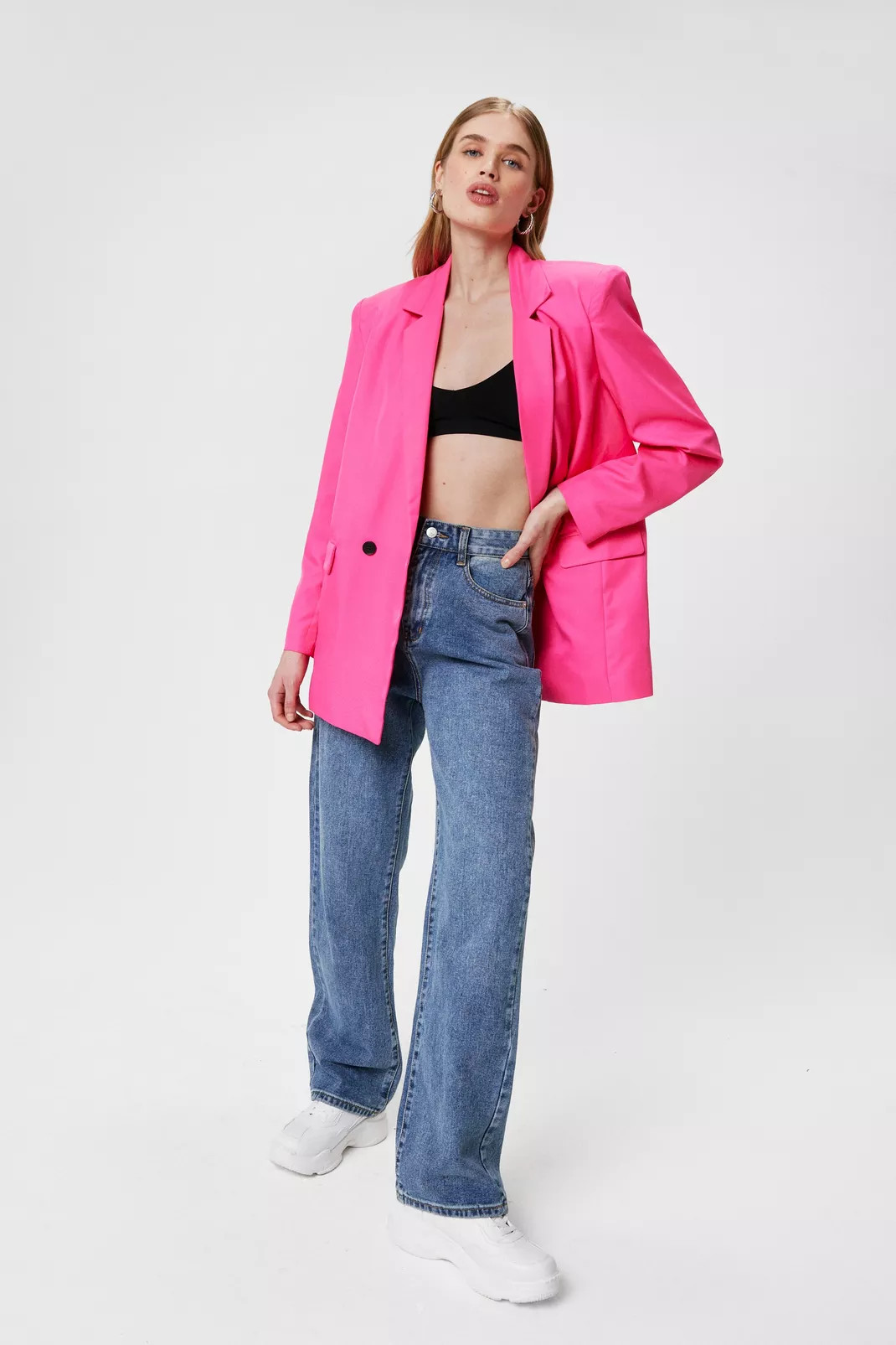Shoulder Padded Oversized Double Breasted Blazer | Nasty Gal (US)