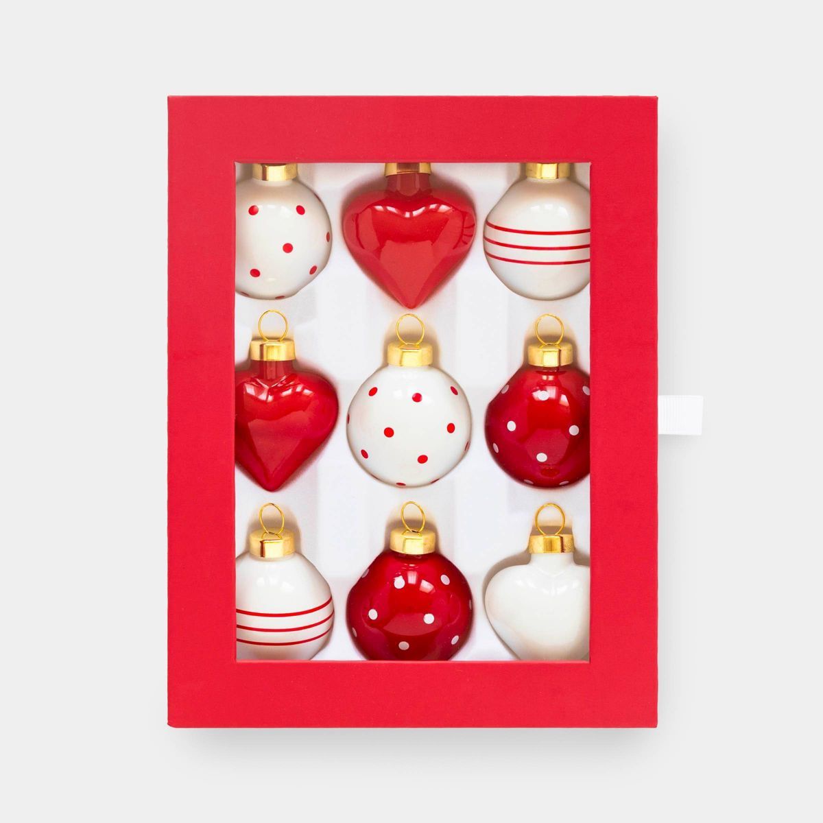 9pc Glass Christmas Ornament Set Red/White - Sugar Paper™ + Target | Target