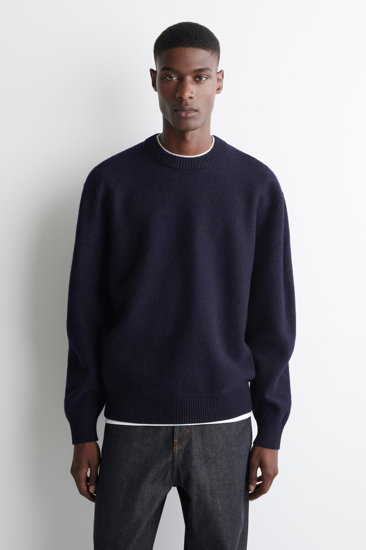 BOILED-WOOL CREW-NECK SWEATER - NAVY | COS US | COS (US)