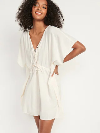 Soft-Woven Tie-Waist Kaftan Swim Cover-Up for Women | Old Navy (US)