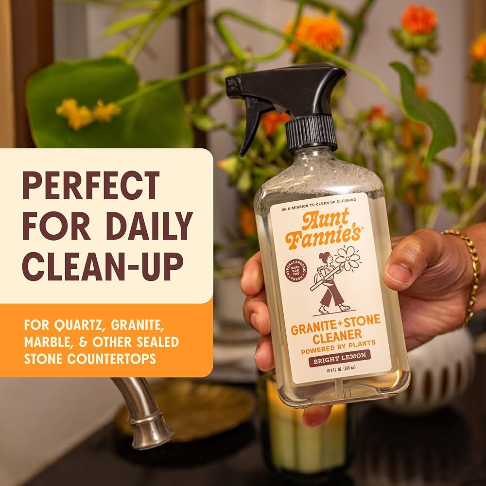 Aunt Fannie's Granite and Stone Cleaner, Plant Based Daily Countertop Spray for Granite, Stone, M... | Amazon (US)